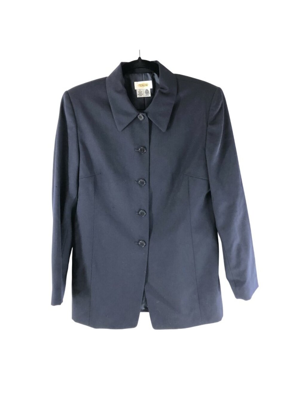 Talbots Womens Vintage Wool Jacket Button Front Collar Navy Blue Size 8